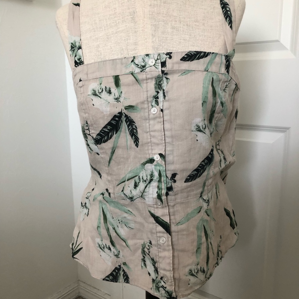 Banana Republic Textured Beige Tropical Print Top